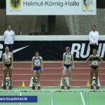 Nadine Hildebrand (441) unmittelbar vor ihrem Titelgewinn über 60m Hürden bei der Hallen-DM 2013. Nach ihrem Rücktritt ist sie weiterhin als Athletensprecherin aktiv.