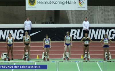 Nadine Hildebrand (441) unmittelbar vor ihrem Titelgewinn über 60m Hürden bei der Hallen-DM 2013. Nach ihrem Rücktritt ist sie weiterhin als Athletensprecherin aktiv.