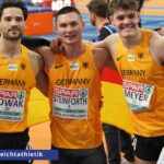 Die erfolgreichen Mehrkämpfer Tim Nowak, Till Steinforth und Marcel Meyer - Bild: Gladys Chai von der Laage